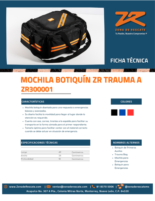 Mochila Botiquín ZR Trauma A