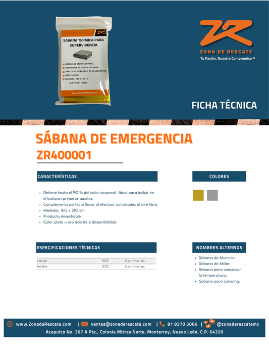 Sábanas ZR de Emergencia