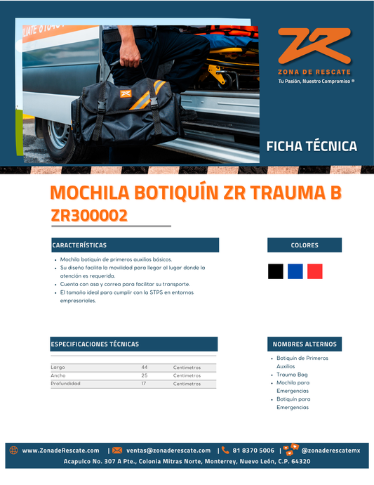 Mochila Botiquín ZR Trauma B