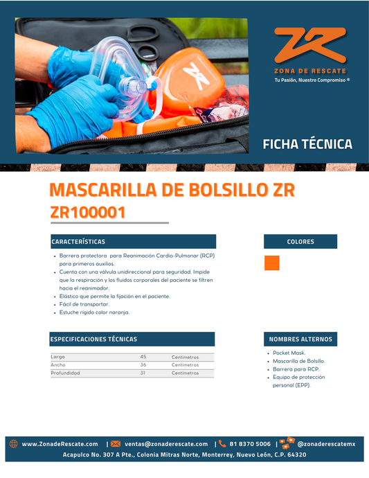 Mascarilla ZR de Bolsillo para RCP